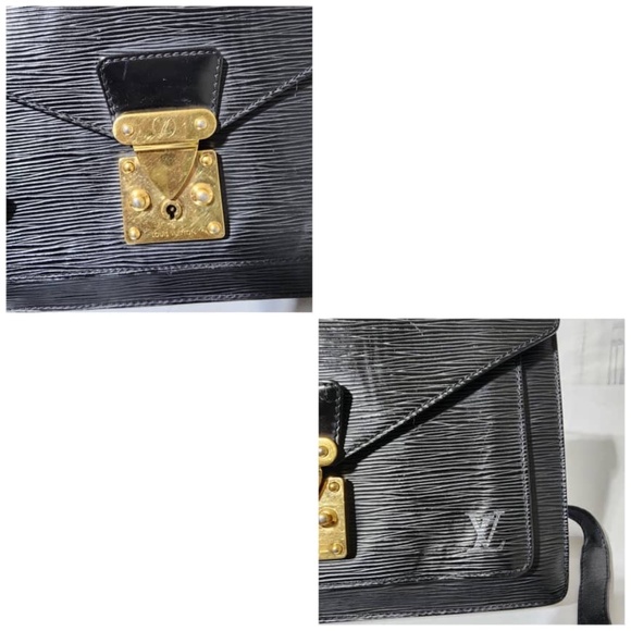 Authentic LOUIS VUITTON Epi Monceau Satchel Bag Black - Picture 9 of 14
